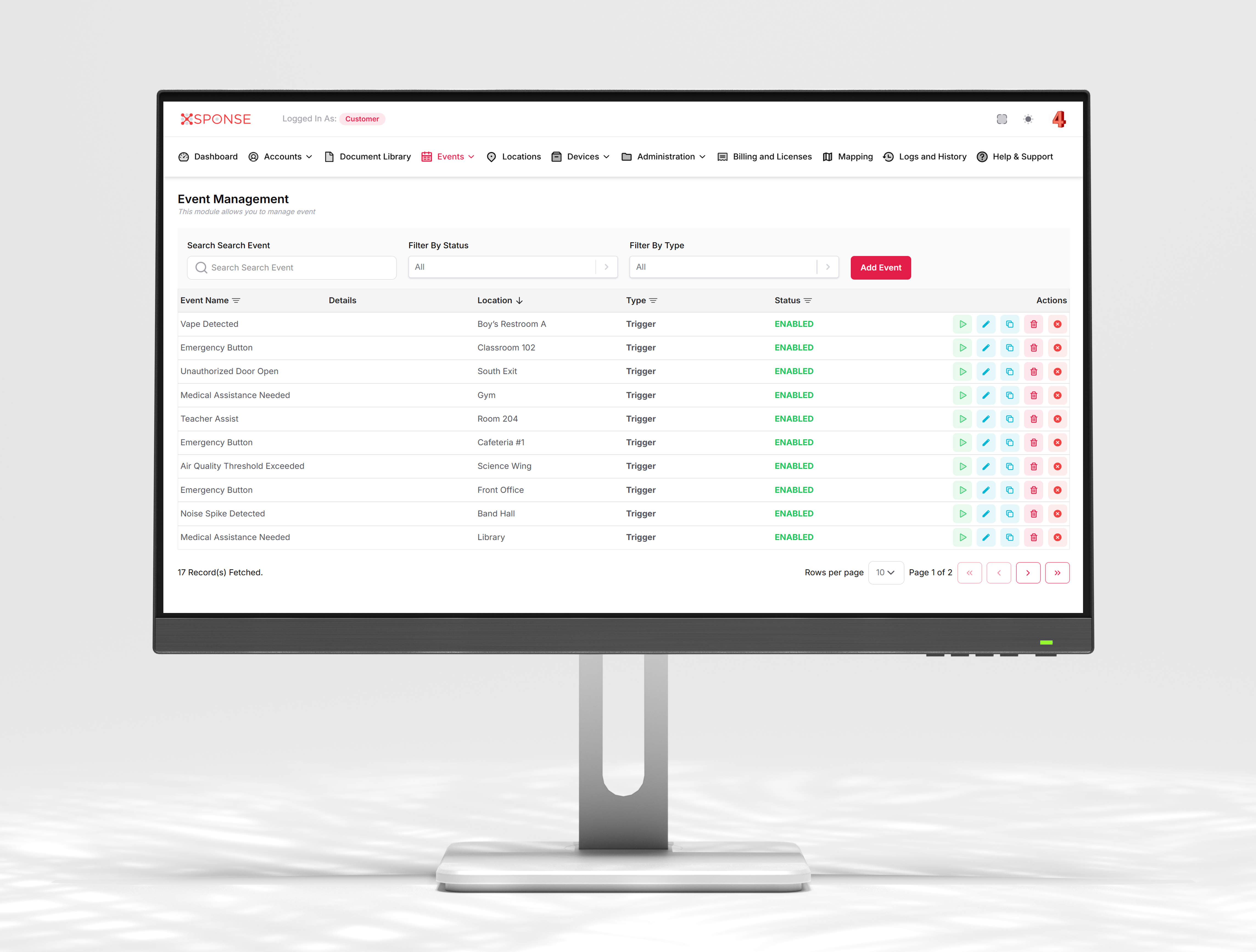 X-Guardian Event Management Dashboard