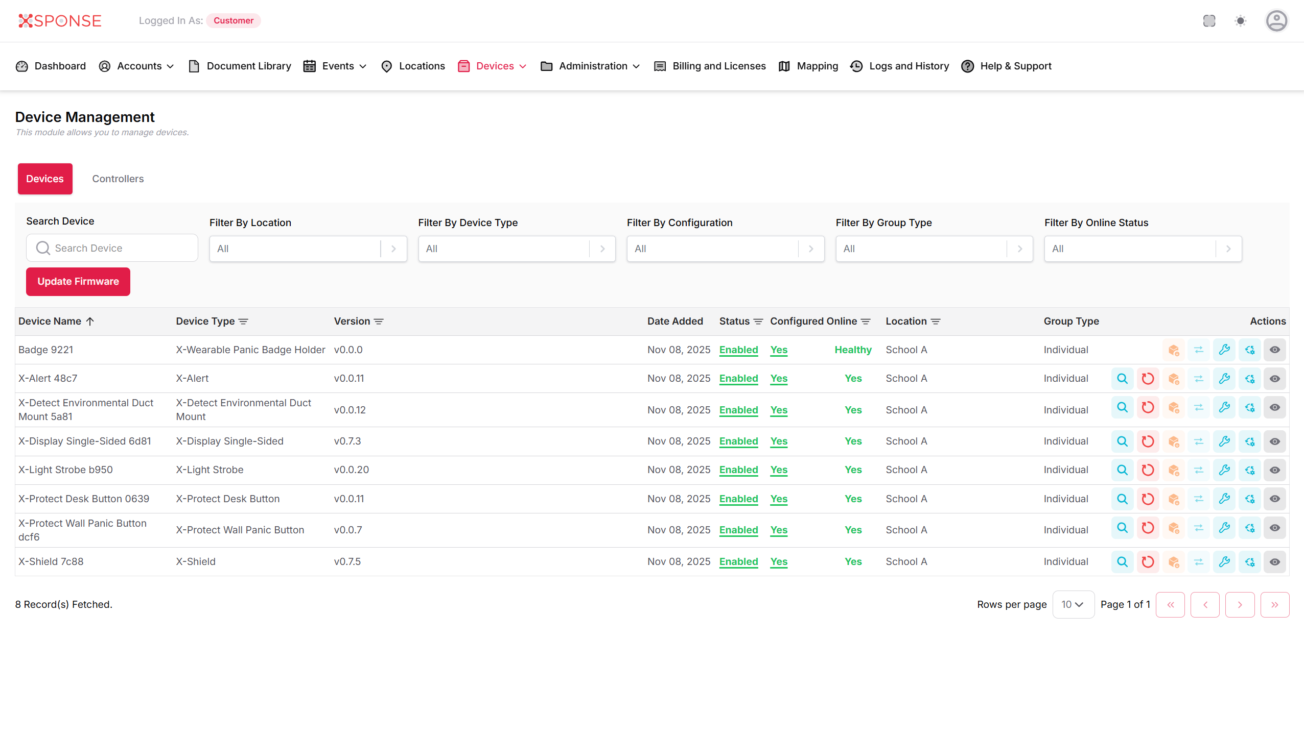 XSponse Platform Device Management Interface