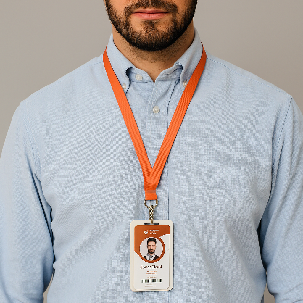 Staff member wearing X-Guardian panic button badge